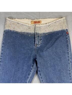 Vintage Y2K CoCo Low Rise Flare Jeans Size 11/12 Beaded Bleached Med Blue Wash